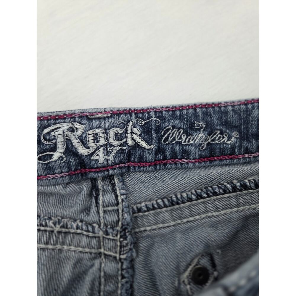 Rock 47 Wrangler Jeans Womens 7/8x34 Blue Bootcut Low Rise Denim Distressed READ - Picture 5 of 14